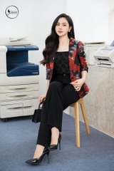 Áo vest gấm hoa màu đỏ