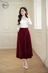 Chân váy dạ xòe màu đỏ