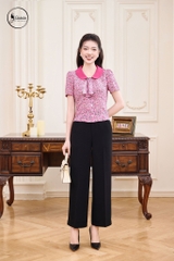 Áo hoa nhí phổi cổ màu hồng