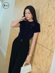 Quần suông cạp cao màu đen