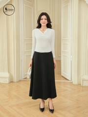 Áo cotton cổ đổ màu trắng