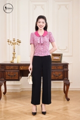 Quần suông cạp cách điệu màu đen