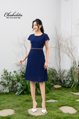 Đầm von đính đá eo màu xanh