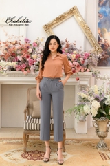 Sơ mi cổ đức tay loe rộng màu nâu