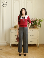 Áo len phối cổ màu đỏ