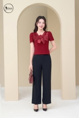 Quần suông khơi cạp màu đen