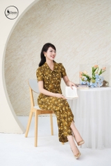Sét bộ áo tay lỡ cổ sen hoa vàng