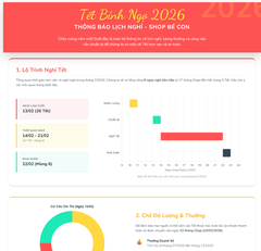 Infographic Lịch Nghỉ Tết 2026 - Shop Bé Con