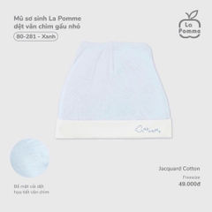 Mũ sơ sinh La Pomme dệt vân chìm gấu nhỏ