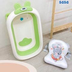 Thau tắm gấp gọn tặng kèm phao bơi Honper 2023- Xanh lá