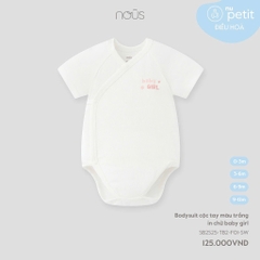 Bodysuit cộc tay màu trắng in chữ baby girl