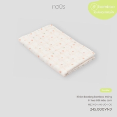 Khăn đa năng bamboo trắng in hoạ tiết màu tím