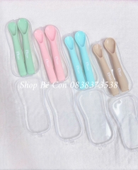 Set 2 thìa silicon ăn dặm theo giai đoạn có hộp Misan