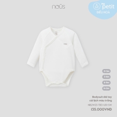 Bodysuit dài tay cài lệch màu trắng 3M