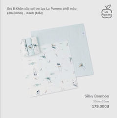 Set 5 khăn sữa sợi tre lụa La Pomme phối màu (30x30cm)