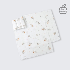 Set 5 khăn sữa sợi tre lụa La Pomme phối màu (30x30cm) - Trắng ( Ngôi làng)