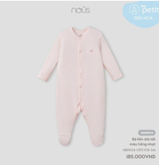 Bộ liền dài tất màu hồng nhạt NB