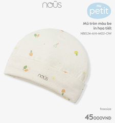 Mũ tròn màu be in họa tiêt FS