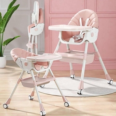 Ghế ăn ngã lưng gấp gọn Umoo hồng UM-05142