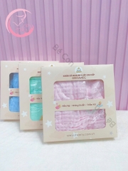 Khăn xô muslin organic cao 6 lớp thêu góc