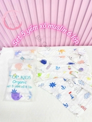 Set 5 yếm xô muslin 6 lớp
