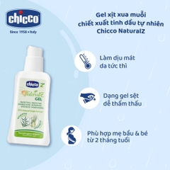 Gel xit Chicco 3in1 (Xua muỗi, Làm dịu mát da và Dưỡng ẩm) - Gel xịt bảo vệ da chiết xuất tinh dầu tự nhiên Chicco NaturalZ