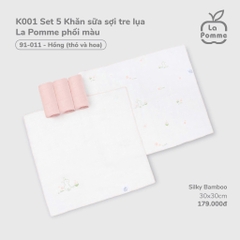 Set 5 khăn sữa sợi tre lụa La Pomme phối màu (30x30cm)