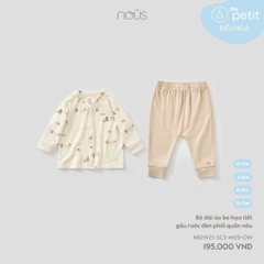 Bộ dài áo be hoạ tiết gấu rước đèn phối quần nâu (0M)