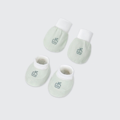 Set bao tay chân sơ sinh La Pomme Happy Friend-xanh mint