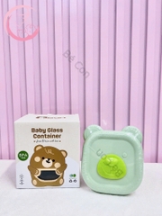 Set 3 hộp trữ thủy tinh gấu Misan hình vuông chia vạch 200ml