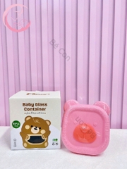 Set 3 hộp trữ thủy tinh gấu Misan hình vuông chia vạch 200ml