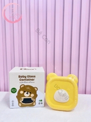 Set 3 hộp trữ thủy tinh gấu Misan hình vuông chia vạch 200ml