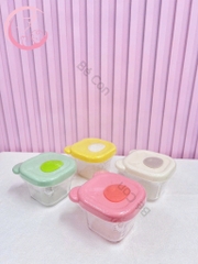 Set 3 hộp trữ thủy tinh gấu Misan hình vuông chia vạch 200ml