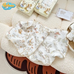 khăn sữa set 5 muslin 4 lớp hoạ tiết cổ tích