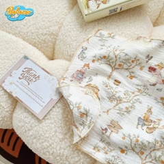 khăn sữa set 5 muslin 4 lớp hoạ tiết cổ tích