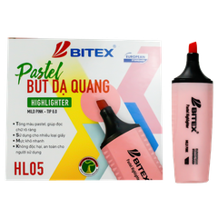 Bút dạ quang pastel mực hồng HL05 bitex 12c/h