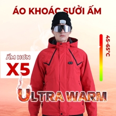 Áo gió sưởi ấm chạy pin KENKO Ultrawarm công nghệ nhiệt tối ưu - Màu đỏ