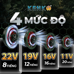 Bộ pin quạt kèm sạc KENKO ARMY 22V bản ECO tiết kiệm