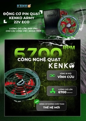 Bộ pin quạt kèm sạc KENKO ARMY 22V bản ECO tiết kiệm