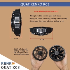 Quạt áo điều hoà không chổi than chống nước KENKO 9V kiểu ren xoáy,phụ kiện làm mát gắn áo điều hòa