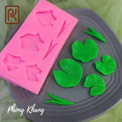[Ảnh thực] Khuôn silicon 4d Phong Khang làm rau câu lá sen tròn và cuốn sen nhỏ