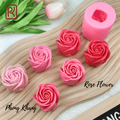 Khuôn silicon 4d làm rau câu hoa hồng cao