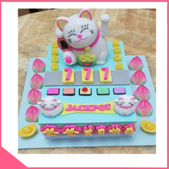 Khuôn silicon 4d làm rau câu hình mèo thần tài