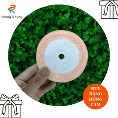 Ruy băng lụa Phong Khang trơn màu hồng đào dùng buộc hộp bánh kem