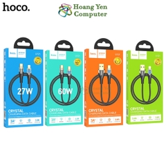 Cáp Sạc Nhanh Hoco U121 Crystal Charging Data Cable 27W–60W, Dây Dù, Đèn LED - BH 1 Năm - Hoàng Yến Computer