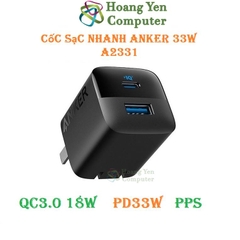 Cốc Sạc Nhanh Mini Anker 323 A2331 (QC3.0 18W, PD 20W, PD 33W) - BH 12 tháng