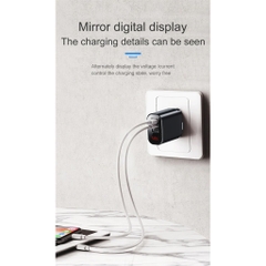 Cốc Sạc 3 Cổng BASEUS Mirror Lake 3.4A (Màn Hình LCD, Hiển Thị Dòng Sạc) - BH Chính Hãng 1 Năm