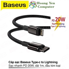 Cáp Sạc Nhanh 20W Cho iPhone 12 BASEUS Tungsten TYPE C - LIGHTNING Dài 1M - BH 12 Tháng 1 đổi 1 (MÀU SẮC NGẪU NHIÊN)