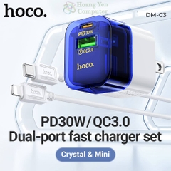 Bộ Sạc Nhanh 30W Hoco DM-C3 - Type C to Lighting PD30W hoặc Type C to Type C PD30W - Hoangyencomputer