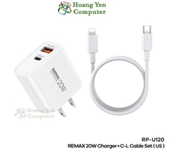 Bộ Sạc Nhanh PD 20W Remax RP-U120 Chính Hãng 2 Cổng Sạc (Cổng USB + Cổng Type C) - BH 12 Tháng - Hoàng Yến Computer